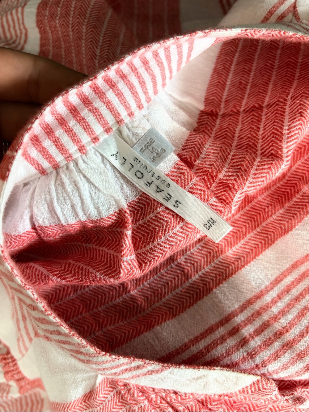 Seafolly Coral and White Cotton Striped Mini Dress, Small/Medium - Picture 9 of 10